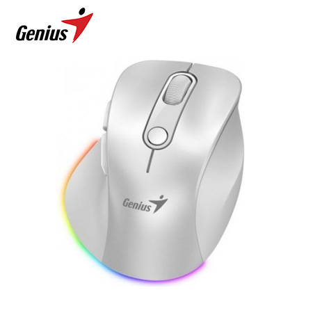 MOUSE GENIUS ERGO 9000S PRO DUAL RECARGABLE WIRELESS/BT 6-BOT SILENT RGB PEARL WHITE (31030039400)